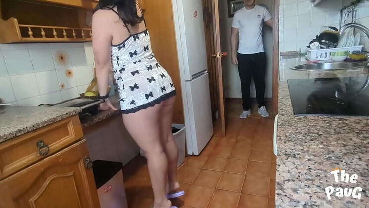 Stepson Dares to Bang His Stepmom in the Kitchen