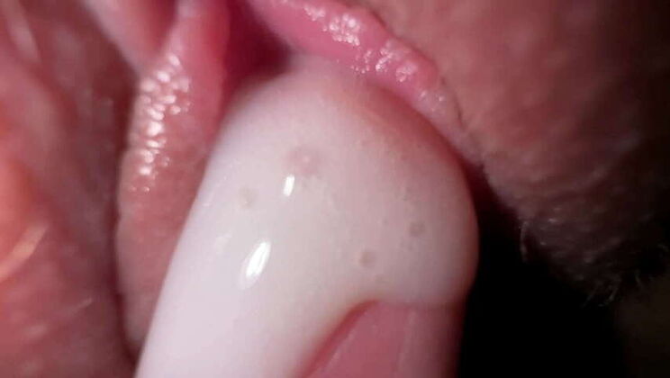 Extreme close-up of friend's fiancée's tight pussy, creamy sex and cum-covered spread in POV